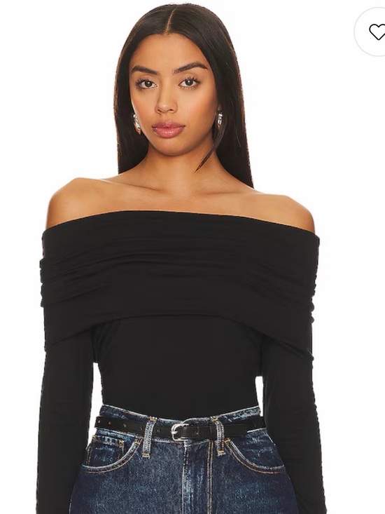 LNA Tops - LNA Clothing Off-The-Shoulder Long Sleeve Top in Black